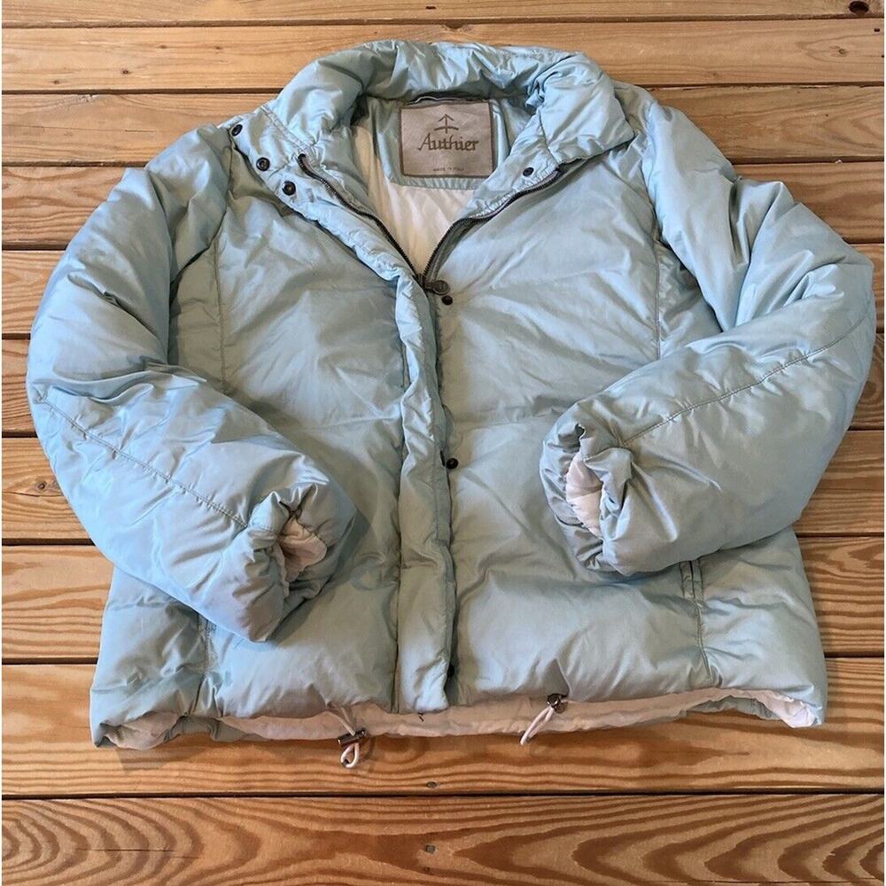 Authier Vera Pluma Italian Puffer Coat Size 10 Women’s Blue